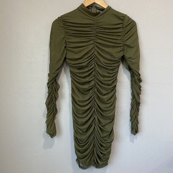 fashion nova womens dress small scrunched bodycon s dark club fitted ci - Picture 2 of 11